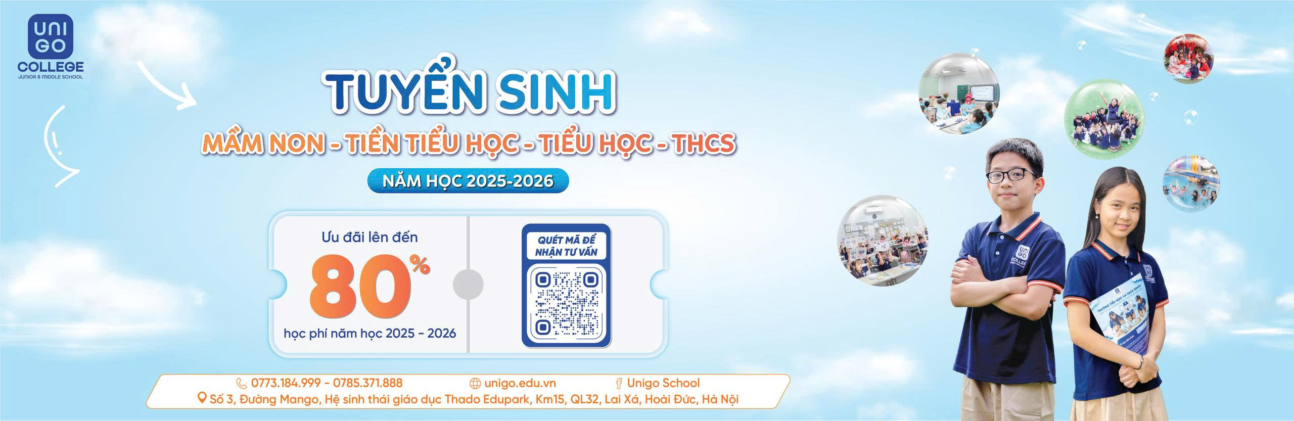 Trường Tiểu học và THCS UNIGO tuyển sinh từ lớp 1 - 9